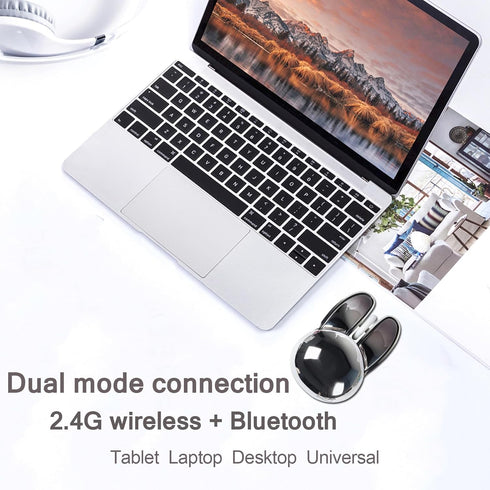 Wireless Mouse Cute Bunny Bluetooth Dual-Mode Computer Mouse Small Quiet USB Optical Silent Kawaii Rabbit Travel Cordless Mice for PC Laptop Computer Desktop iPad Macbook NoteBook Kids-Silver