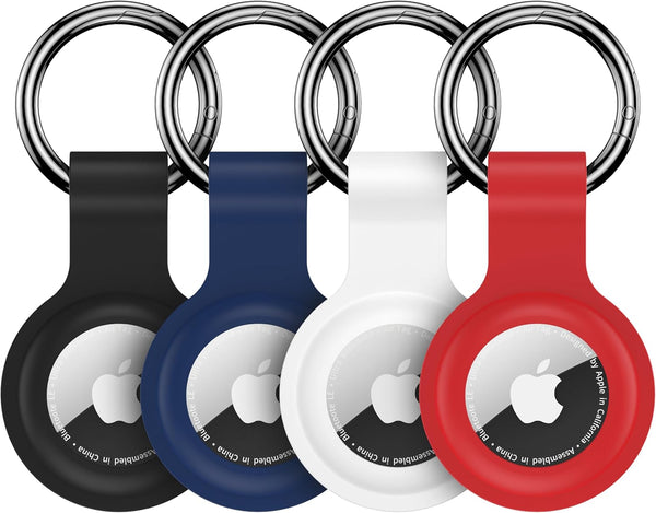 Air Tag Holder for AirTag Case Keychain, Silicone Keychain Ring Cover for Apple GPS Tracker Item Tag Finders, 4 Pack