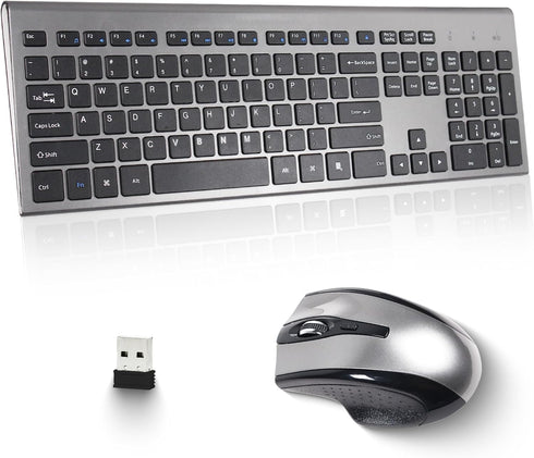 KANGRUI Wireless Keyboard and Mouse Combo - 17 inch Full Size 2.4G USB Ergonomic Slim Silent Wireless Keyboard and