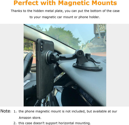 molzar MAG Series Case for iPhone Xs Max, Built-in Metal Plate for Magnetic Mount, Black