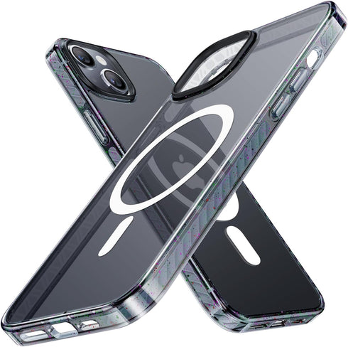 TORRAS 2023 Upgraded Magnetic iPhone 13/14 Case, 12FT Military Grade Protection, Non-Yellowing, Glittery Black
