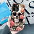 Compatible with iPhone 14 Pro Case, Skull Red Flowers Pattern Print Phone Case, Durable Fashion Funny Liquid Silicone