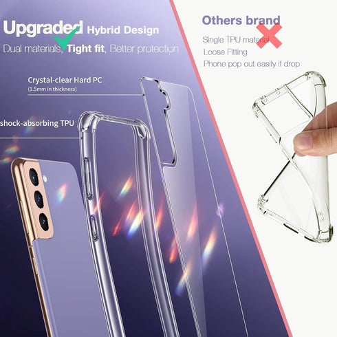 KIOMY Clear Case for Samsung Galaxy S21+ / S21 Plus 5G, Shockproof Bumper Protective Phone Cover, Hybrid Design Hard PC