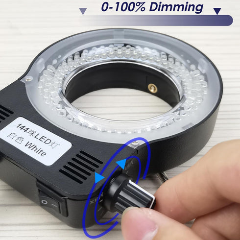 Microscope LED Ring Light Illuminator, 144 LED Bubbles for Lab Monocular Binocular Trinocular Stereo Microscope