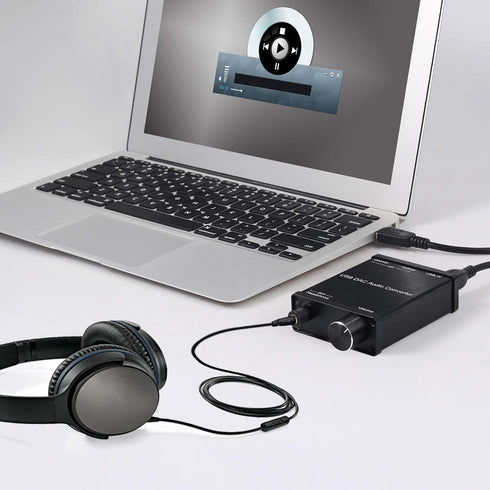 LiNKFOR USB DAC and Headphone Amplifier, Coaxial/Optical/6.35mm Output, Compatible with Windows and Mac