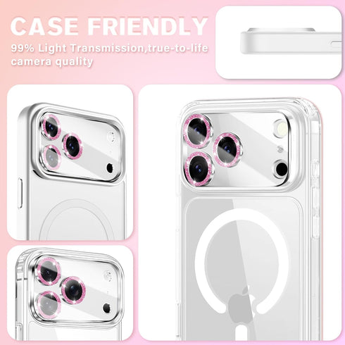 NECARSIN 3 Pack 17 9 for iPhone Pro Max Camera Lens Protector,Bling Tempered Glass Hardness,Anti-Scratch High