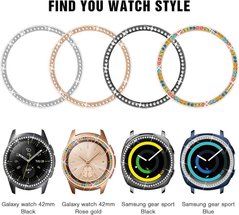 Dsytom Compatible with Samsung Galaxy Watch 42mm Band - 20mm Jewelry Watchband & Bezel Ring Cover