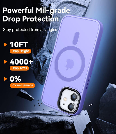 CANSHN Magnetic iPhone 12/12 Pro Case, Light Purple, Compatible with MagSafe, Translucent Matte Slim Shockproof
