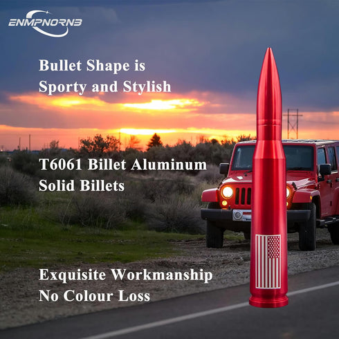 Enmpnornb 7.8inch-red Bullet Antenna Replacement for Various car Models,Dodge, Chevrolet, Raptor Truck Antenna