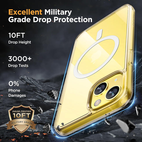Miracase Magnetic Series iPhone 14 Case - Clear, Slim, Military-Grade, Anti-Fingerprint, MagSafe Compatible + 2X Screen