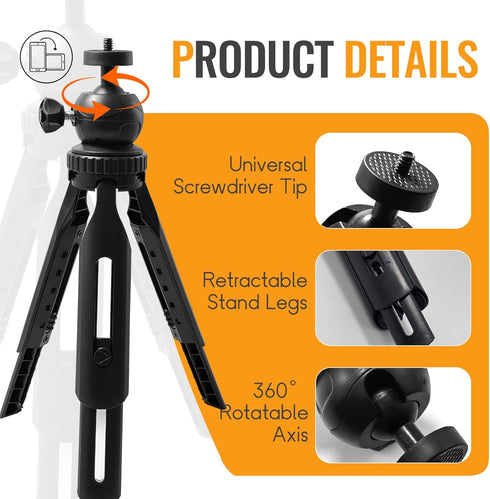 OBHEI 1/4" Extendable Mini Camera Tripod, Portable Selfie Stick Handle Grip Desktop Webcam Tripod with Screw for DSLR