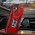 Maxdara iPhone 15 Case with Slide Camera Cover, Screen Protector & 360° Rotate Ring Stand, Red, 6.1 inch.