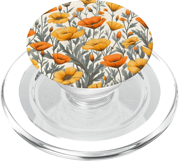 PopSockets MagSafe PopGrip for iPhone - Cute California Poppies Flower Botanical Floral Nature