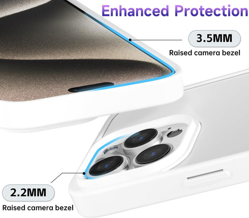 oakxco Thin Slim Clear Case for iPhone 15 Pro Max - Transparent Hybrid Hard Shell & Soft Silicone Rubber Bumper, White