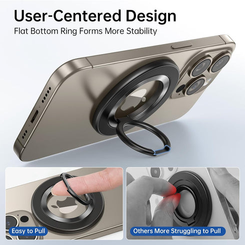 SYNCWIRE Magnetic Phone Ring Holder for MagSafe, Finger Kickstand with Two-Sided Magnet for iPhone 15 Pro Max, Android
