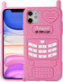 for iPhone 11 6.1'' Case, 3D Cartoon Cute Retro Love Heart Classic Cellular Phone Shaped Soft Silicone Rubber Cover