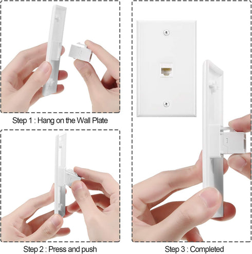 Weewooday 4 Pack Ethernet Wall Plate - RJ45 Cat6 Female to Female Jack Inline Coupler Plates (White)