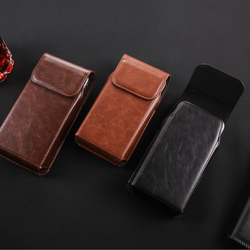Miimall Phone Belt Holster Case for Galaxy S24 Ultra, S23 Ultra, S22 Ultra 5G, Google Pixel 8 Pro - Coffee-X-Large