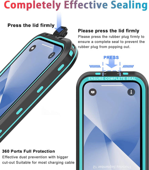 Waterproof Shockproof Case for iPhone 13, Full-Body Sturdy Cover with Camera Lens Protector and Built-in Screen