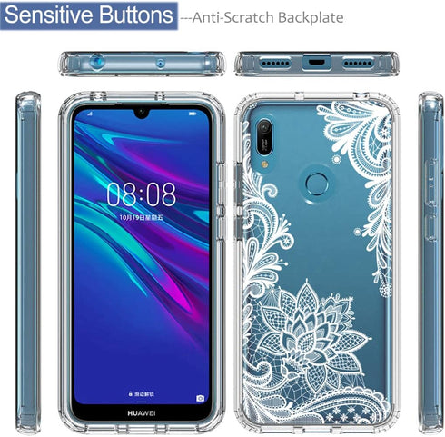 Mandala Phone Case for Huawei Y6 2019/Y6 Pro 2019/Y6s/Honor Play 8A with Tempered-Glass Screen Protector.
