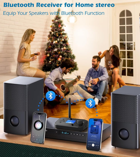 KAIY 3.5mm/Optical/TF Bluetooth Transmitter for TV Dual Headphones, Bluetooth Adapter for TV LCD Display Adjustable