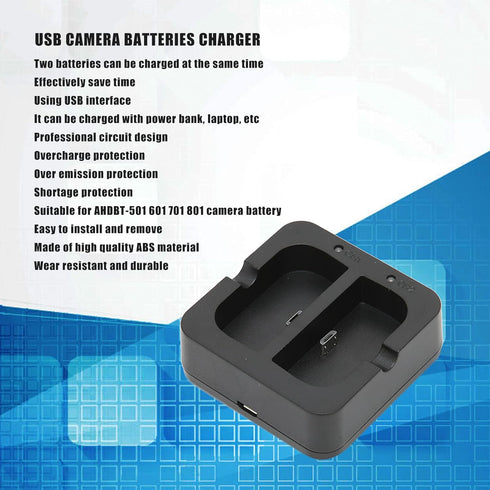 USB Camera Battery Charging Station for AHDBT-501 601 701 801, Universal Battery Charger