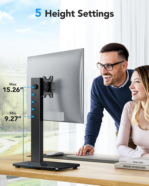 HUANUO 13 34 Inch 44lbs, 5 360 75x75mm/100x100mm Monitor Stand, Freestanding VESA Mount for to Screens, Holds up