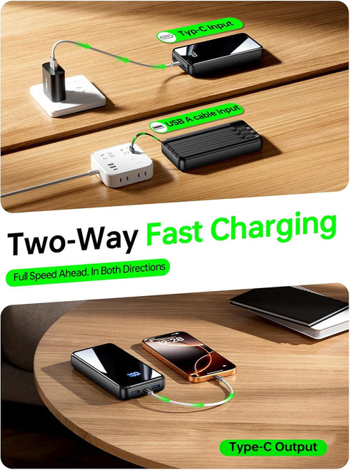 YILANS Charger,50000mAh 22.5W Pack 6 2 17/16/15/14/13/12,Android Portable Power Bank Built-in Cable, PD USB C In & Out