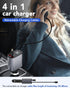Retractable Car Charger, 4 in 1 Fast 66W Phone Charger with 2 Retractable Cables and USB Car Charger