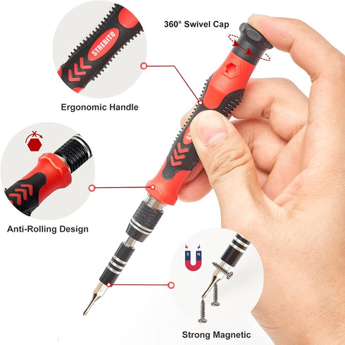STREBITO 124-Piece Precision Screwdriver Set, Magnetic Electronics Tool Kit for Computer, Laptop, Cell Phone