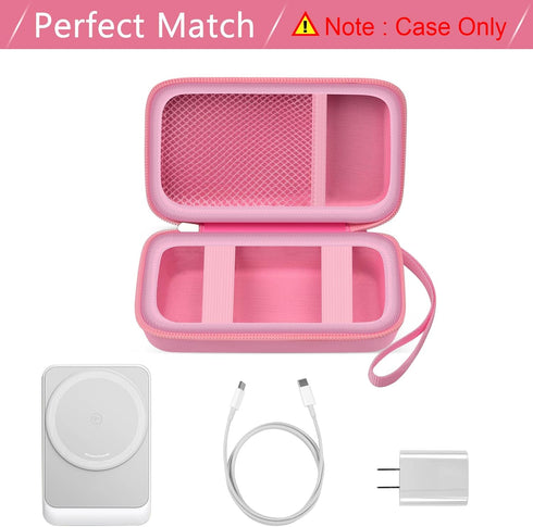 Case for Anker MagGo 3-in-1 Charging Station, Foldable Magnetic Battery Storage Holder Bag, Pink-Box Only