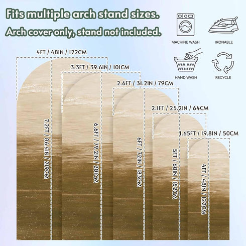 Jnbasdffb 6 Brown Ombre Wedding Arch Cover, Stretchy Spandex Arch Backdrop Stand Covers FT, Modern Abstract Art Ocean