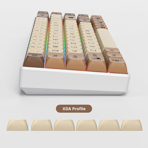 XDA PBT Key Cap, 138 Keys Dye Sublimation Coffee Cat Custom Key Cap Set for Cherry/Gatron MX switches 60 Percent