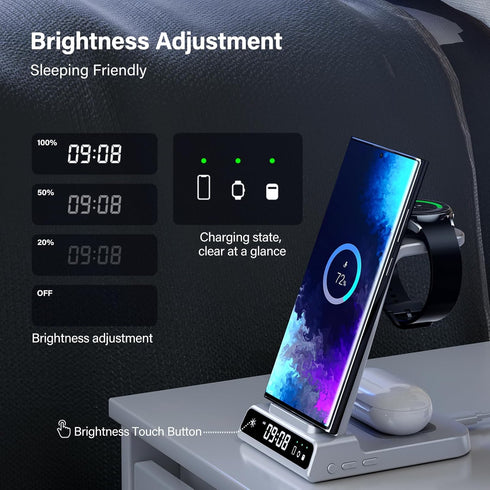 Wireless Charger for Samsung, 3 in 1 Charging Station for Galaxy S24 Ultra/S23 Ultra/S22/S21/Note 20/Z Flip 6
