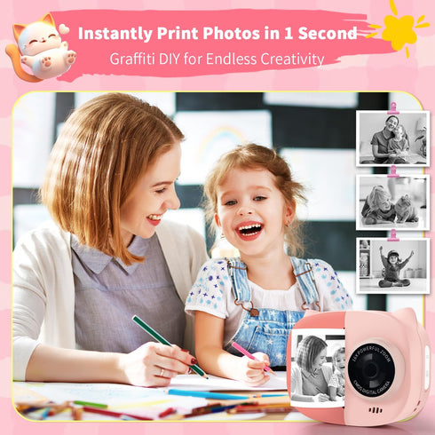 Rongta 1080P 3-12, 3 4 5 6 7 8 9 10 Kids Camera Instant Print, Kids Instant Cameras that Print Photos, Christmas