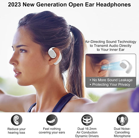 Open Ear Headphones VG332 2024 Version: Bluetooth 5.3 Touch Control Earbuds with Up to 16 Hours Playtime