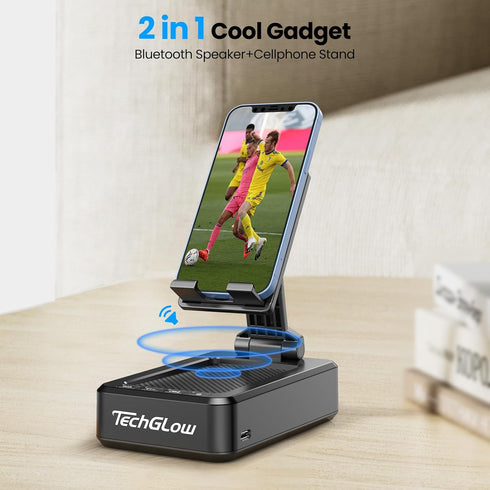 Gifts for Men Foldable Cellphone Stand with Bluetooth Speaker Wireless Speaker with Phone Holder Birthday Gift Idea for Man Woman Cool Gadget