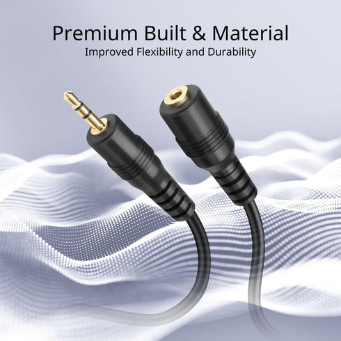 TNP 2.5mm Extension Cable (3 Feet) - Male to Female Adapter for Headset, Headphone, Microphone, Stereo Audio.
