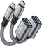 USB-C to USB 3.1 Adapter (2 Pack), Nylon Braided Type-C OTG Cable USB C Male to USB A 3.0 Female Connector for iPhone