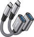 USB-C to USB 3.1 Adapter (2 Pack), Nylon Braided Type-C OTG Cable USB C Male to USB A 3.0 Female Connector for iPhone