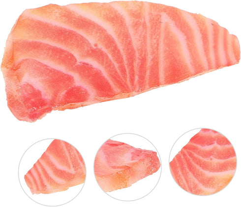 TOYANDONA Realistic Salmon Slice Model Lifelike Kitchen Decoration Prop for Home Supermarket and Restaurant Photography
