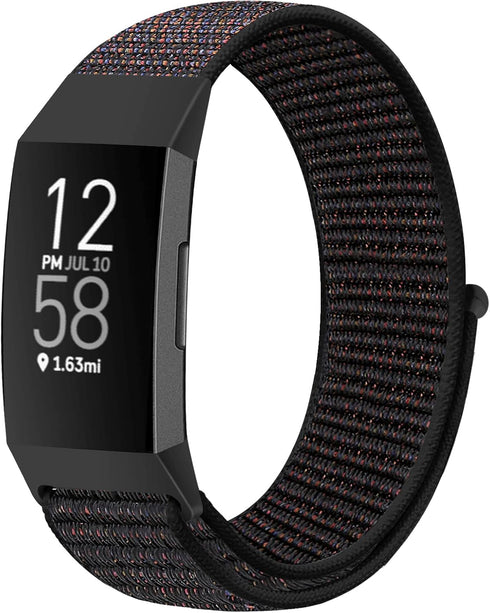 Nylon Watch Bands Compatible with Fitbit Charge 4/3/SE - Soft Replacement Wristband Sport Strap for Women Men