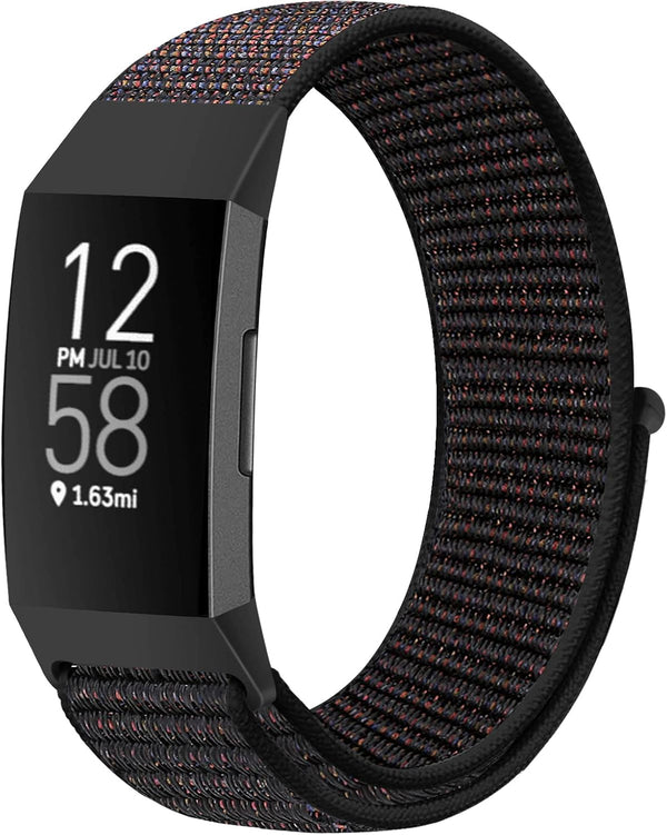Nylon Watch Bands Compatible with Fitbit Charge 4/3/SE - Soft Replacement Wristband Sport Strap for Women Men