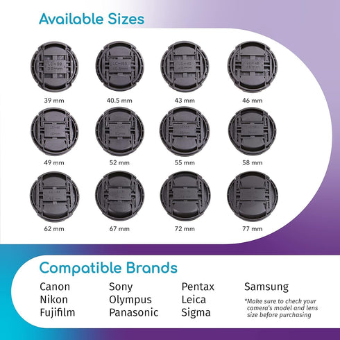 CamDesign 58MM Snap-On Front Lens Cap Cover Compatible with Canon, Nikon, Sony, Pentax All DSLR Lenses Black
