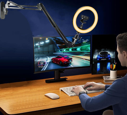 AceTaken 10'' C920/MX 4K/StreamCam/Brio 4K/C930/C922/C925e/C615/Brio 500 Upgraded Webcam Wall Mount Selfie Light, Ring