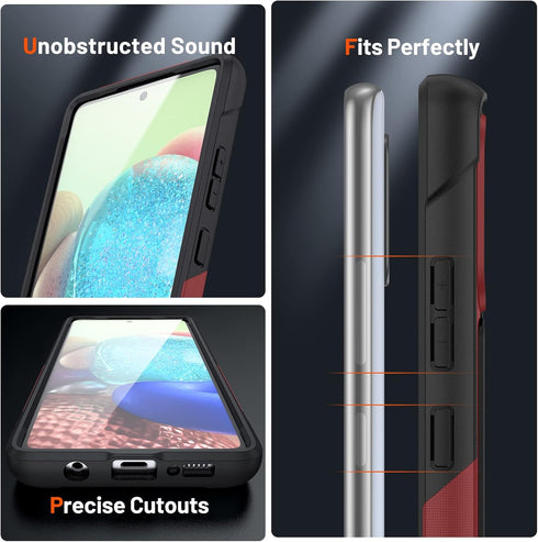 2 in 1 Military Grade Drop Protective Case for Samsung Galaxy A71 5G, Red+Black, Rugged Heavy Duty Cover