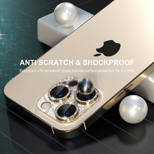 Choiche Camera Lens Protector for iPhone 14 Pro/Pro Max, Bling Cover with 9H Tempered Glass, Metal Ring Decoration