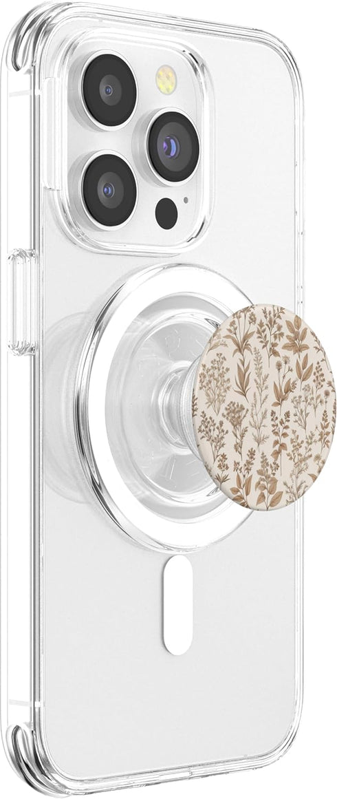 Vintage Herbs & Flowers Phone Popper Vintage Herbs & Flowers Brown & Beige Botanical Pattern PopSockets PopGrip