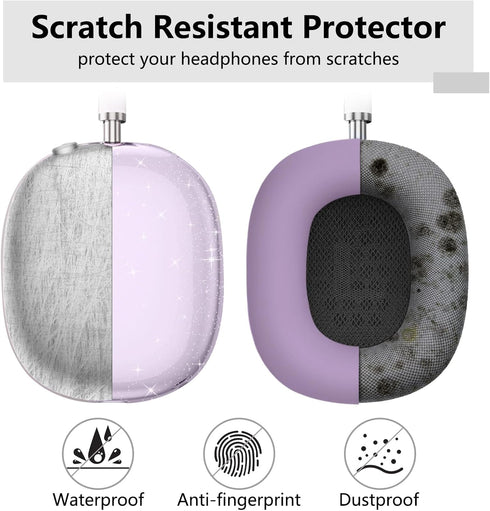 AirPods Max Case Cover, Anti-Scratch Ear Pad/Ear Cups/Headband Cover, Clear Soft TPU & Silicone, Skin Scratch Proof.