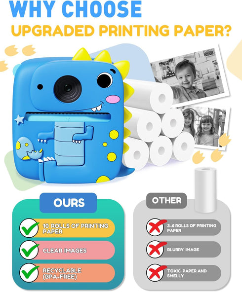 Kids Instant Camera Printing Paper, 10 Rolls Thermal Refill, BPA Free